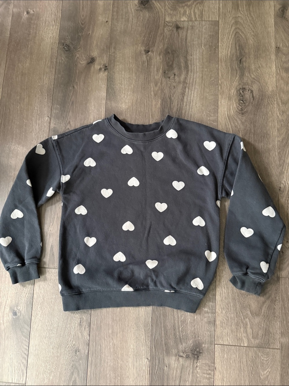 Dark grey Heart Print Crewneck Sweatshirt